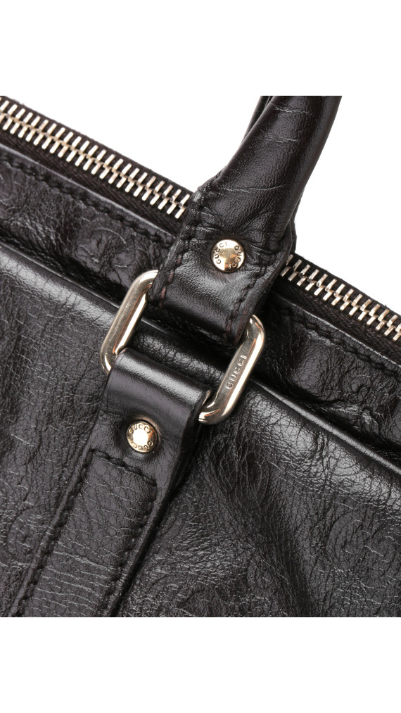 Gucci Business/PC Bag i Sort Skinn med Preget Monogram