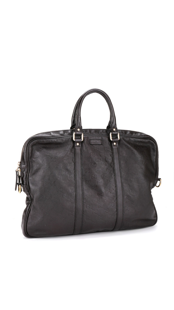 Gucci Business/PC Bag i Sort Skinn med Preget Monogram