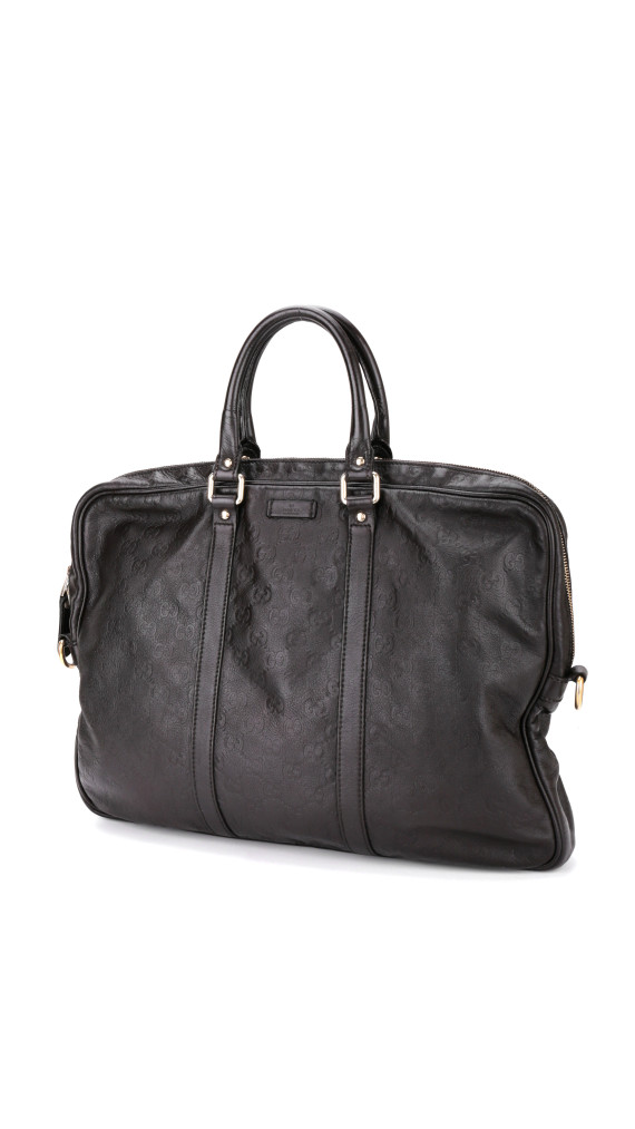 Gucci Business/PC Bag i Sort Skinn med Preget Monogram