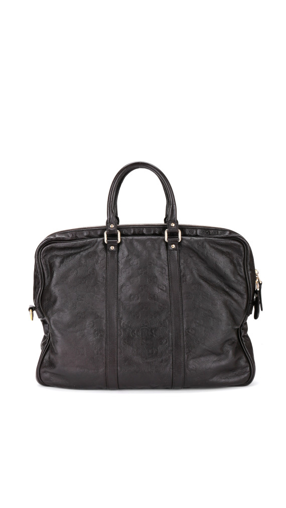 Gucci Business/PC Bag i Sort Skinn med Preget Monogram