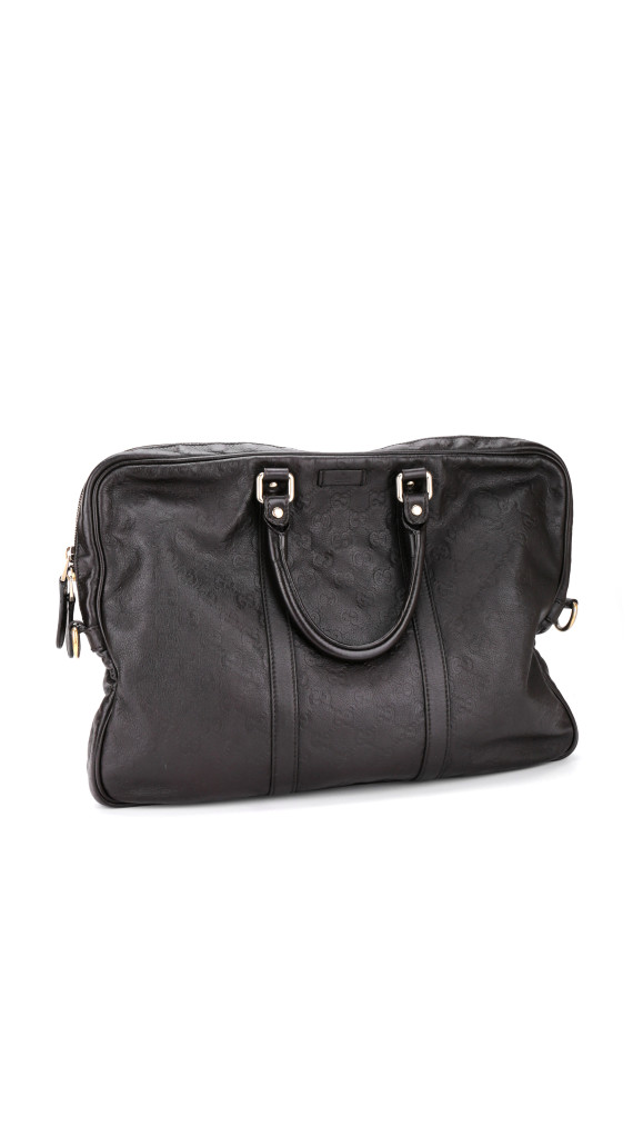 Gucci Business/PC Bag i Sort Skinn med Preget Monogram