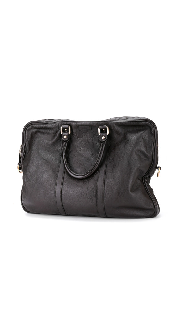 Gucci Business/PC Bag i Sort Skinn med Preget Monogram