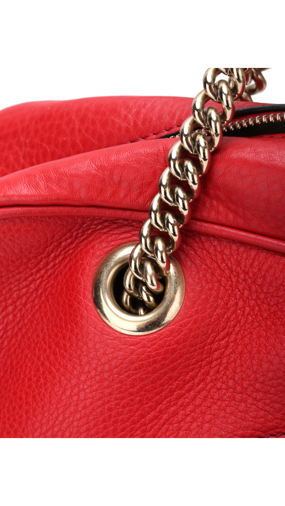 Gucci Soho Disco Tote i Rødt Skinn med Kjettinghåndtak