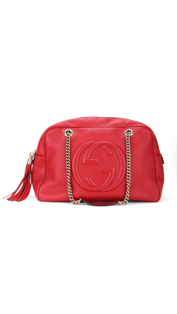 Gucci Soho Disco Tote i Rødt Skinn med Kjettinghåndtak
