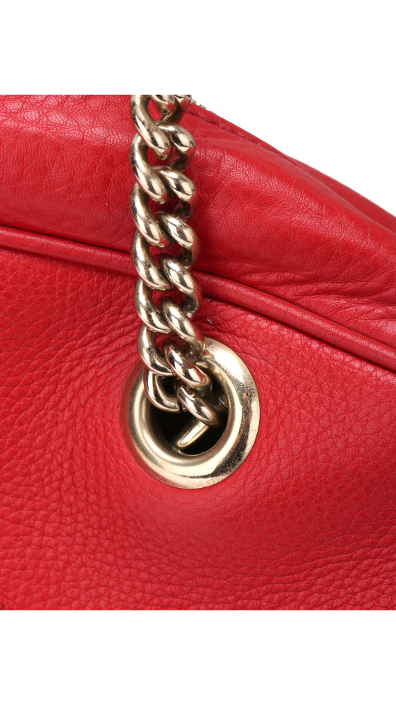 Gucci Soho Disco Tote i Rødt Skinn med Kjettinghåndtak