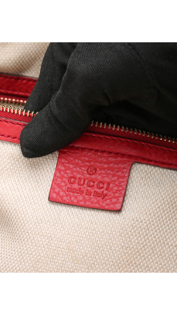 Gucci Soho Disco Tote i Rødt Skinn med Kjettinghåndtak