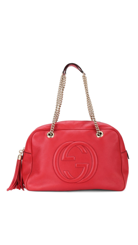 Gucci Soho Disco Tote i Rødt Skinn med Kjettinghåndtak