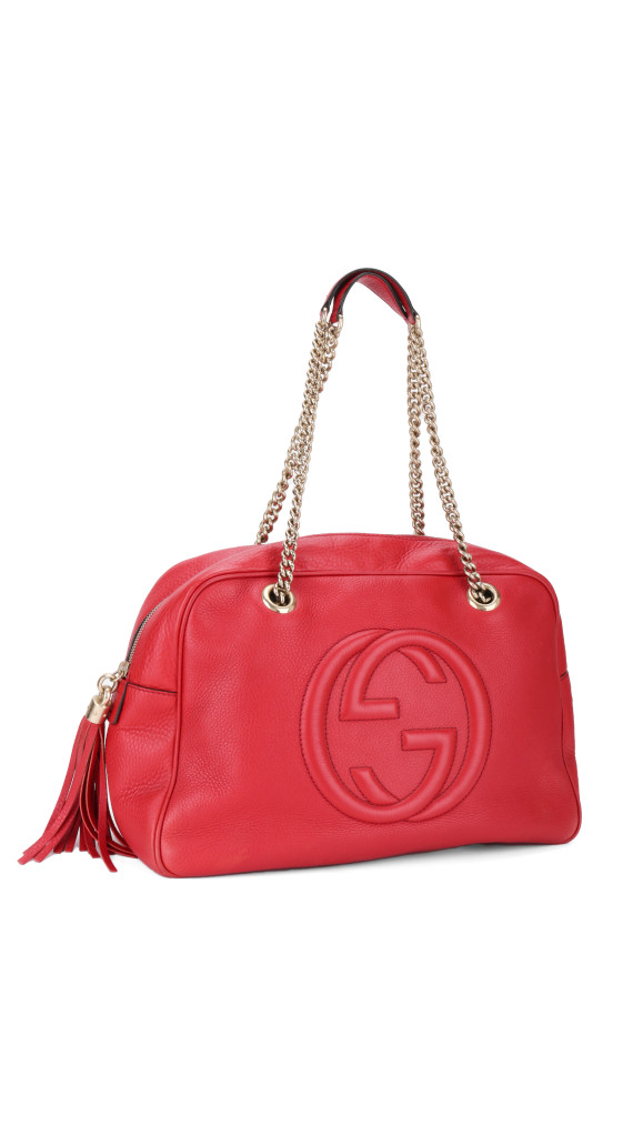 Gucci Soho Disco Tote i Rødt Skinn med Kjettinghåndtak