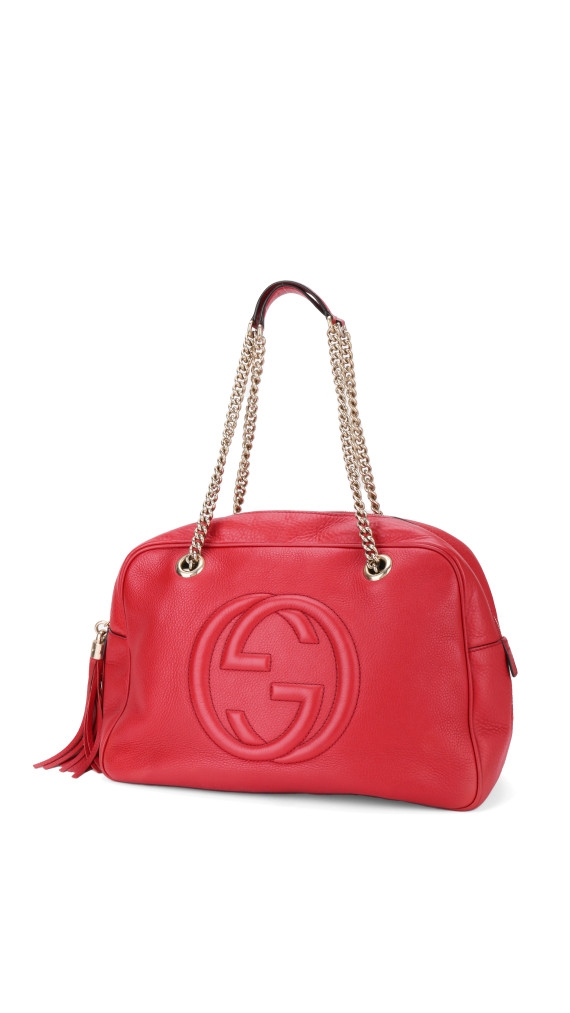 Gucci Soho Disco Tote i Rødt Skinn med Kjettinghåndtak