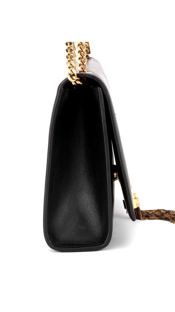 Saint Laurent Kate Tassel Skulderveske i Sort Skinn med Gullkjedestropp