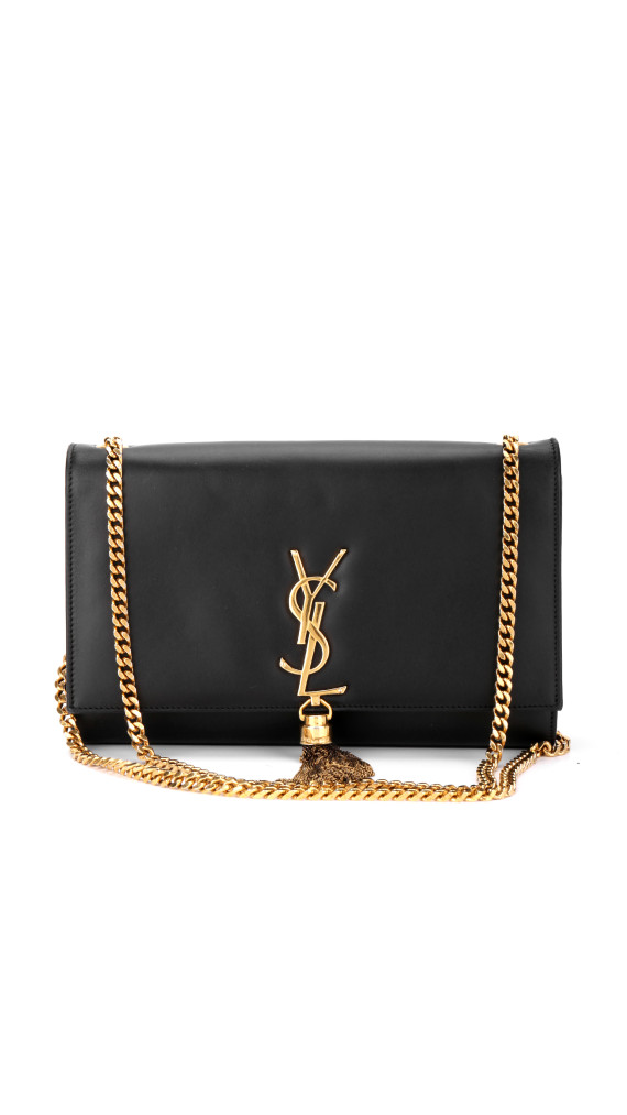 Saint Laurent Kate Tassel Skulderveske i Sort Skinn med Gullkjedestropp