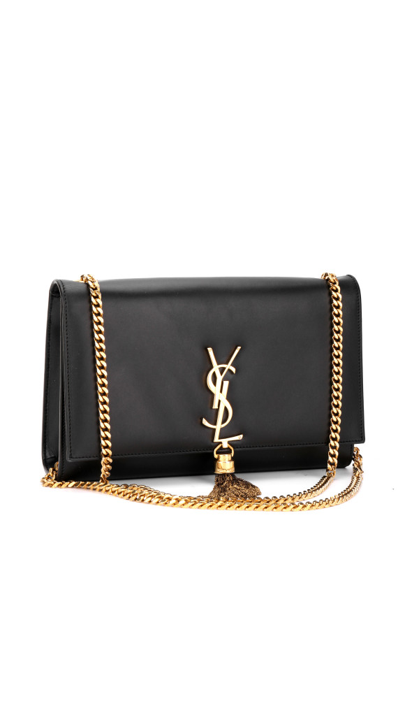 Saint Laurent Kate Tassel Skulderveske i Sort Skinn med Gullkjedestropp