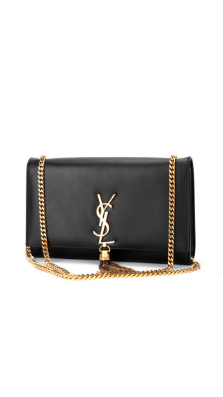 Saint Laurent Kate Tassel Skulderveske i Sort Skinn med Gullkjedestropp