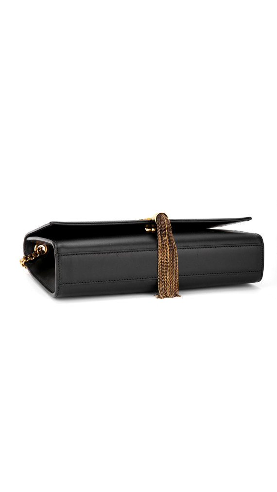 Saint Laurent Kate Tassel Skulderveske i Sort Skinn med Gullkjedestropp