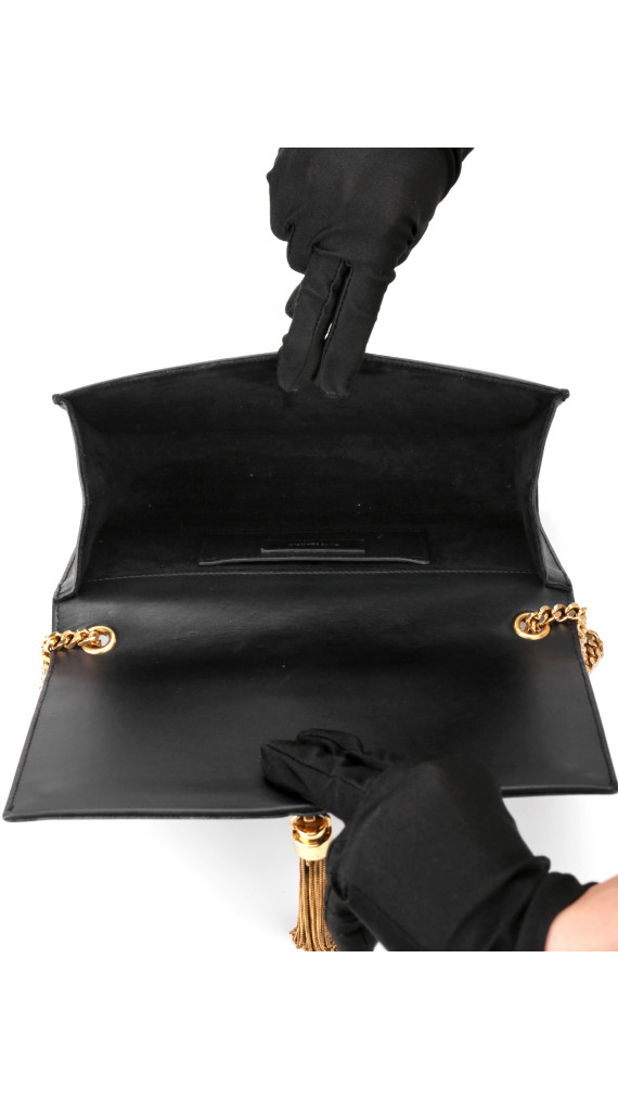 Saint Laurent Kate Tassel Skulderveske i Sort Skinn med Gullkjedestropp