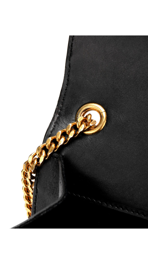 Saint Laurent Kate Tassel Skulderveske i Sort Skinn med Gullkjedestropp