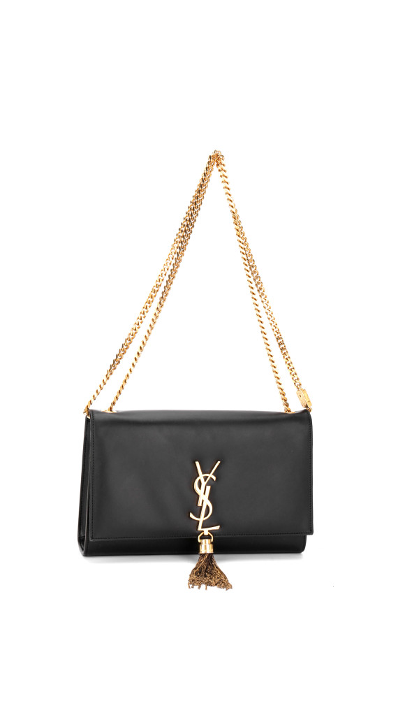 Saint Laurent Kate Tassel Skulderveske i Sort Skinn med Gullkjedestropp