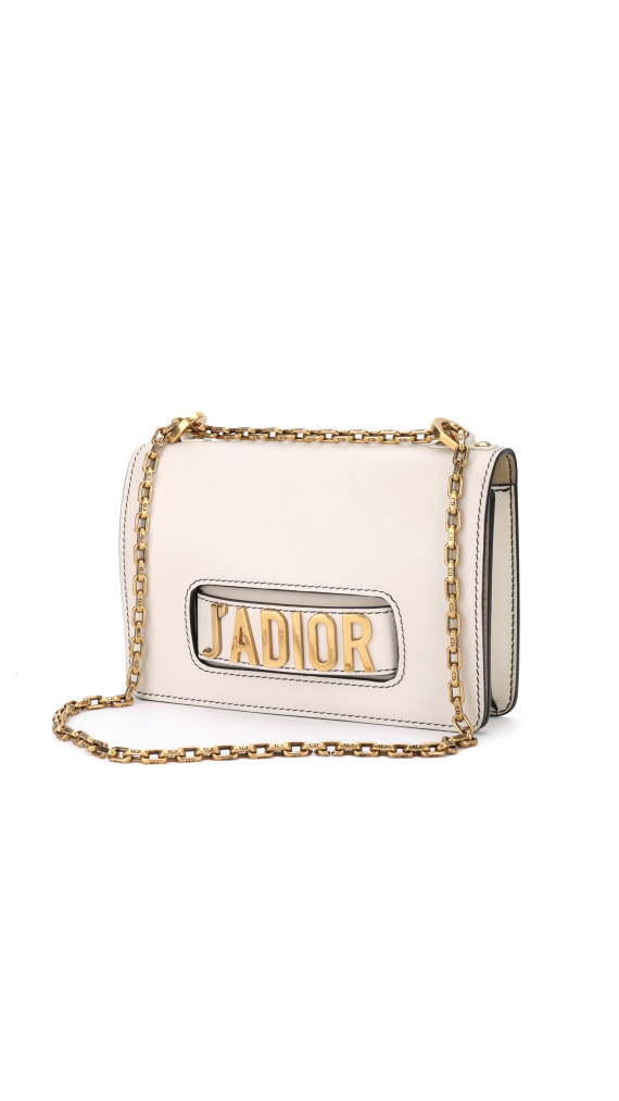 Dior J’ADIOR Flap Bag i Hvit Skinn med Gullkjedestropp