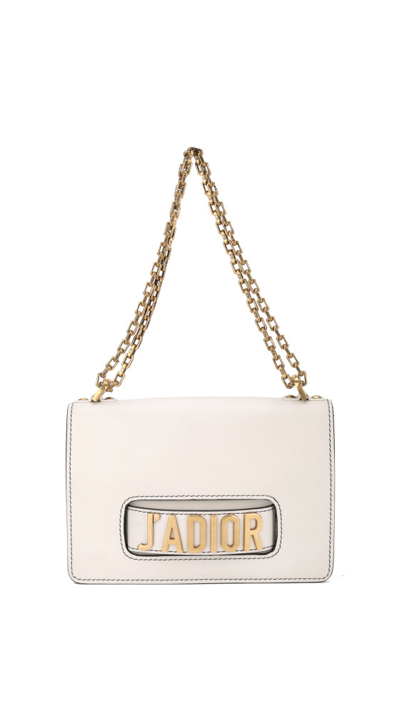 Dior J’ADIOR Flap Bag i Hvit Skinn med Gullkjedestropp