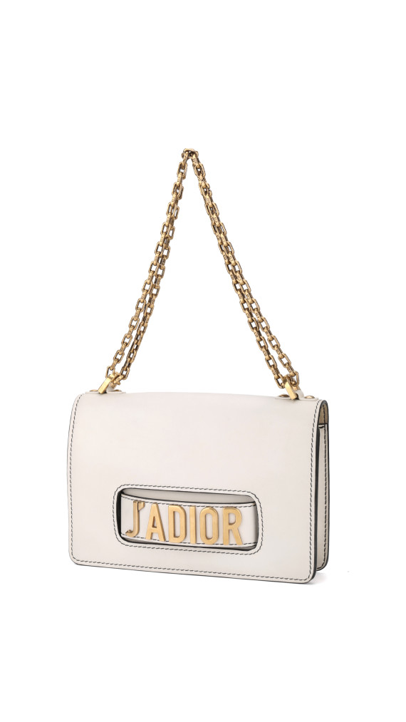 Dior J’ADIOR Flap Bag i Hvit Skinn med Gullkjedestropp