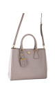 Prada Galleria Double Zip Tote i Grå og Hvit Saffiano-skinn