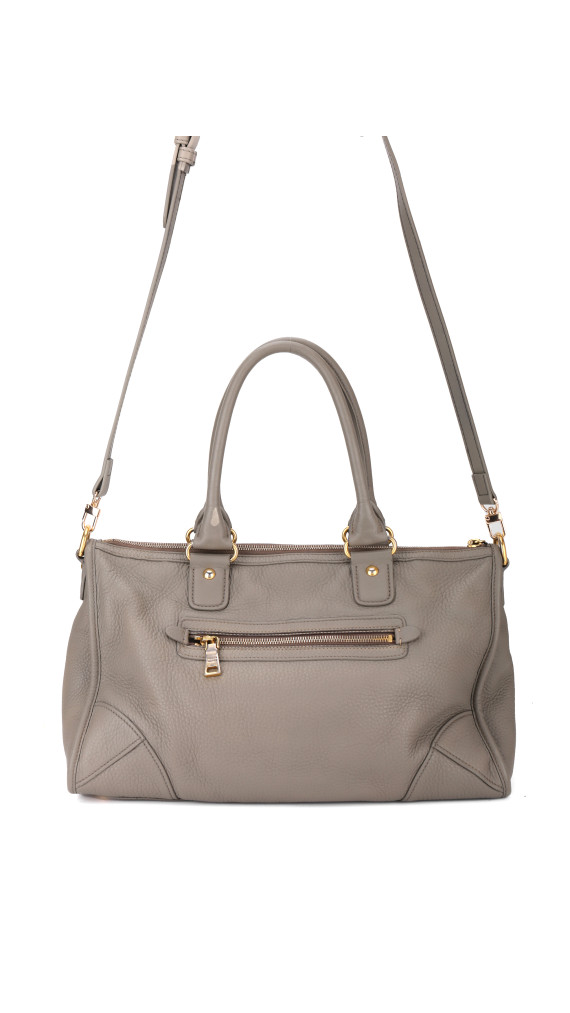 Prada Vitello Leather Shoulder Bag i Grå