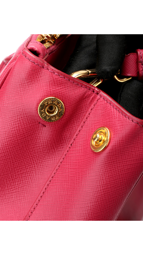 Prada Galleria Double Zip Saffiano Lux Tote Pink