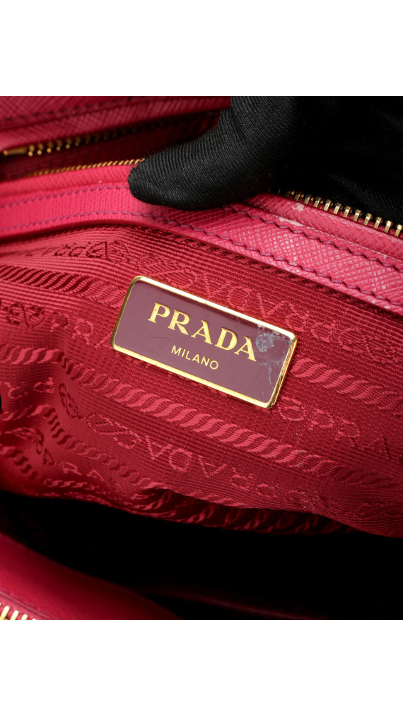 Prada Galleria Double Zip Saffiano Lux Tote Pink