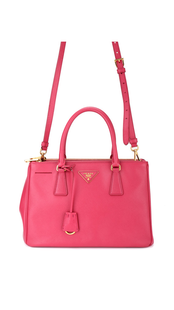 Prada Galleria Double Zip Saffiano Lux Tote Pink