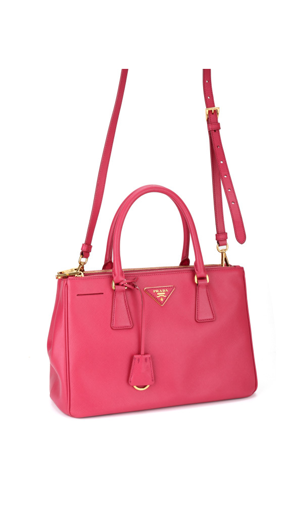 Prada Galleria Double Zip Saffiano Lux Tote Pink