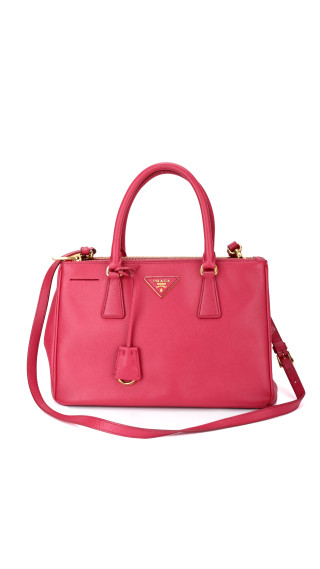 Prada Galleria Double Zip Saffiano Lux Tote Pink