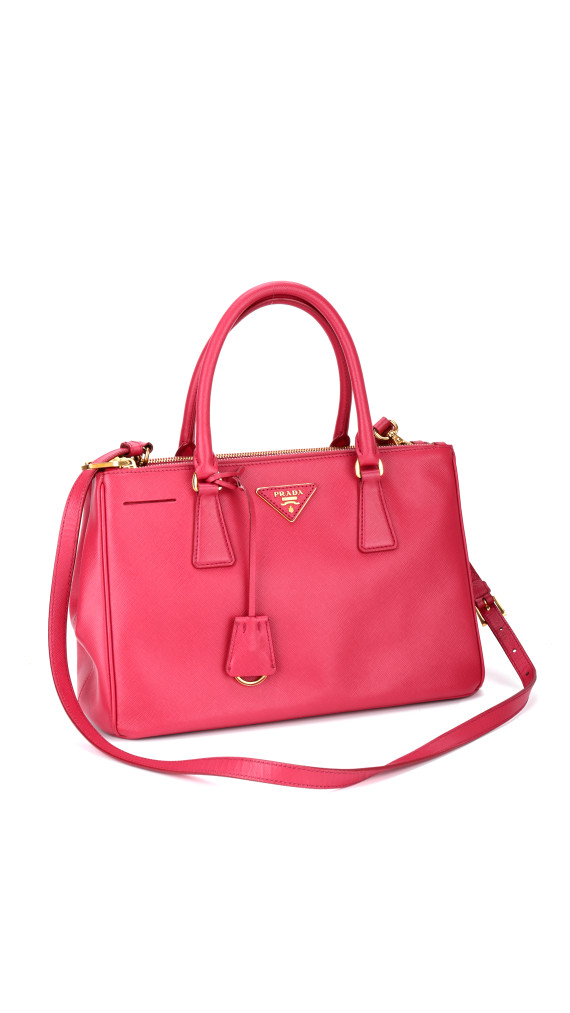 Prada Galleria Double Zip Saffiano Lux Tote Pink