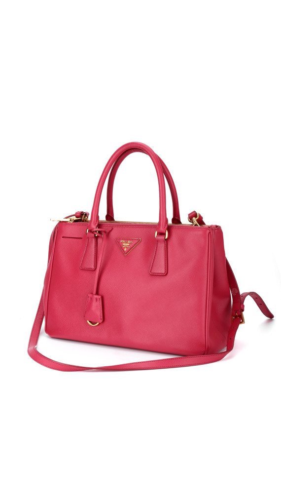 Prada Galleria Double Zip Saffiano Lux Tote Pink