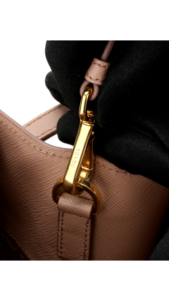 Prada Double Tote Bag i Peachy/Beige – Saffiano Skinn