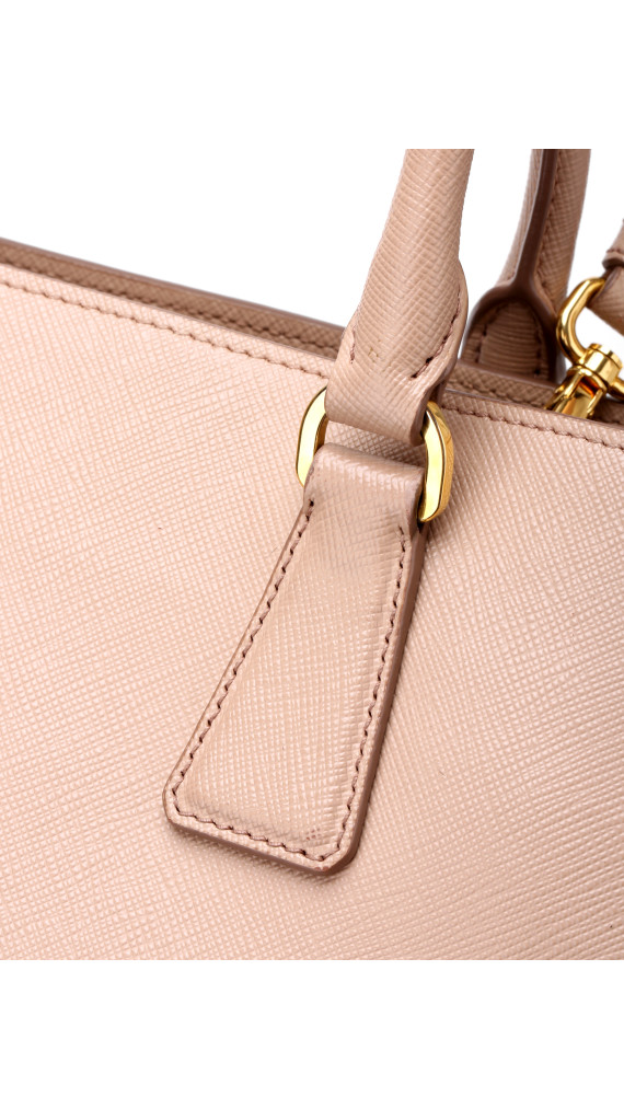 Prada Double Tote Bag i Peachy/Beige – Saffiano Skinn