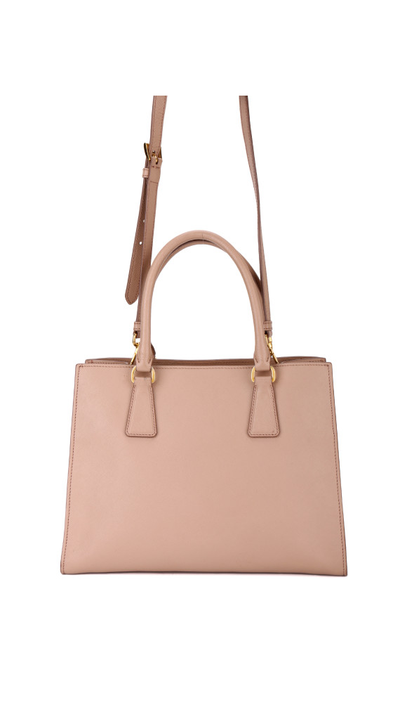Prada Double Tote Bag i Peachy/Beige – Saffiano Skinn
