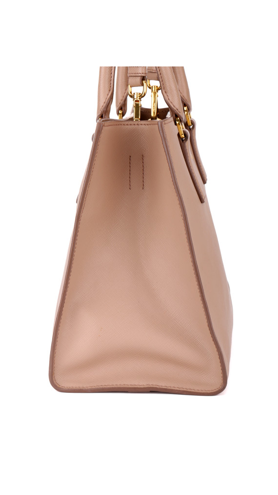 Prada Double Tote Bag i Peachy/Beige – Saffiano Skinn