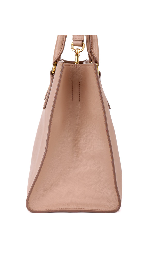Prada Double Tote Bag i Peachy/Beige – Saffiano Skinn