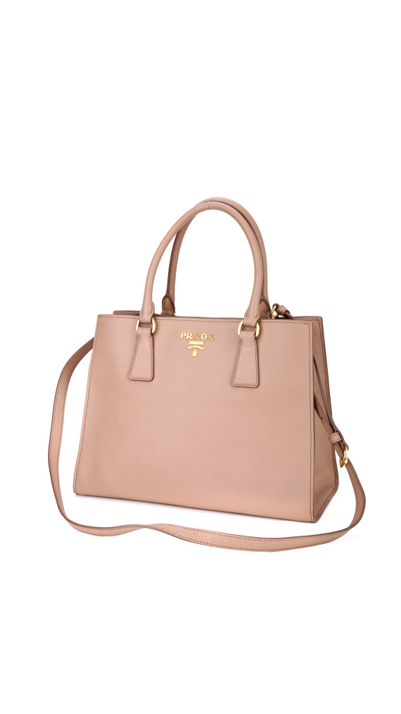 Prada Double Tote Bag i Peachy/Beige – Saffiano Skinn