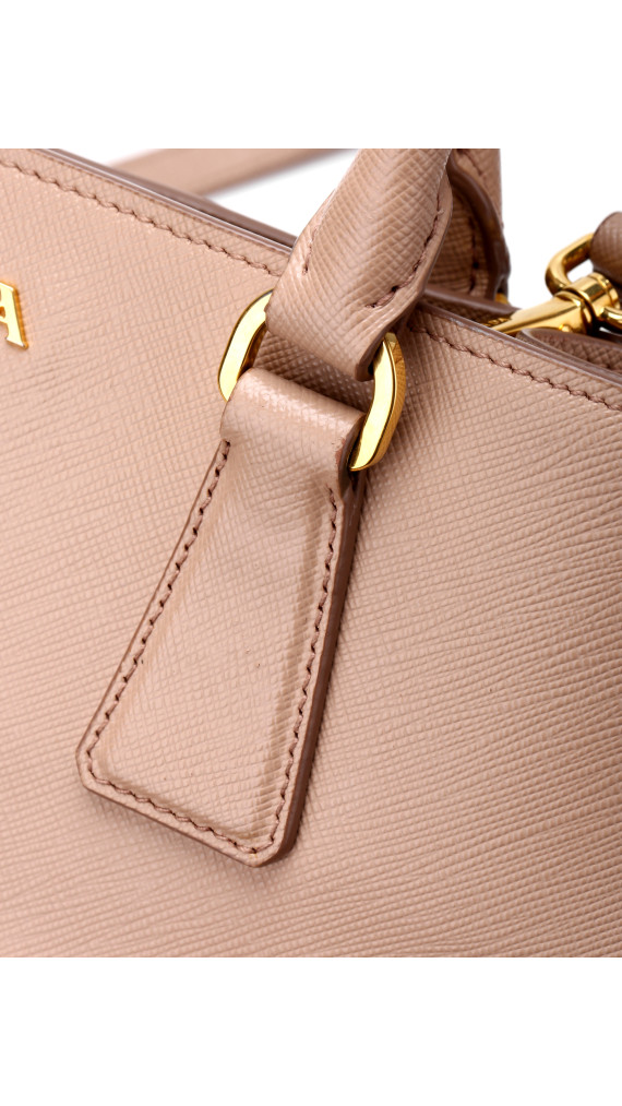 Prada Double Tote Bag i Peachy/Beige – Saffiano Skinn