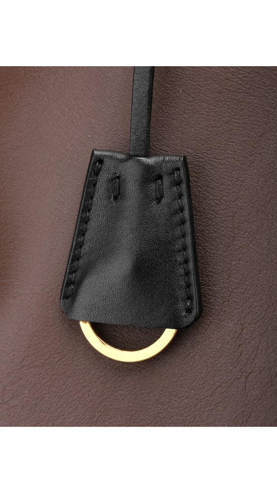 Prada Double Tote Bag i To-farget Skinn – Brun og Sort
