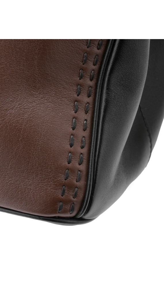 Prada Double Tote Bag i To-farget Skinn – Brun og Sort
