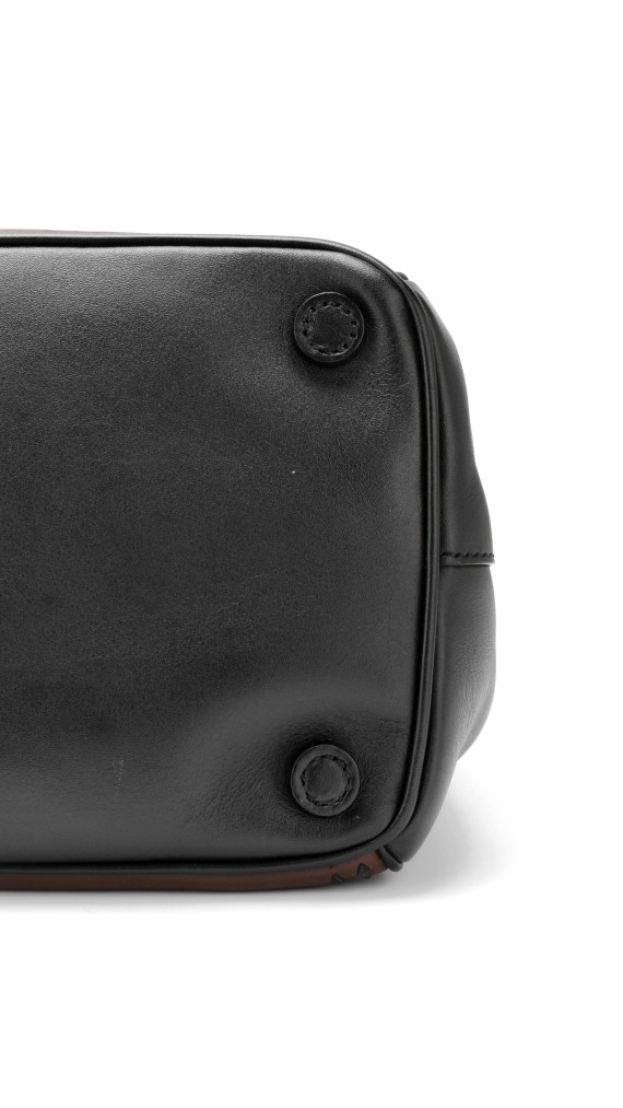 Prada Double Tote Bag i To-farget Skinn – Brun og Sort