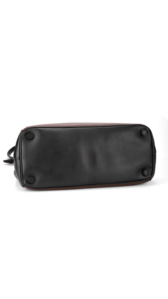 Prada Double Tote Bag i To-farget Skinn – Brun og Sort