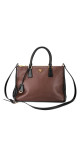 Prada Double Tote Bag i To-farget Skinn – Brun og Sort