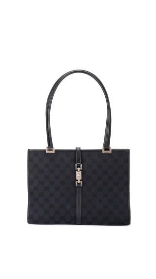 Gucci GG Supreme Canvas Tote med Web-lås – Svart