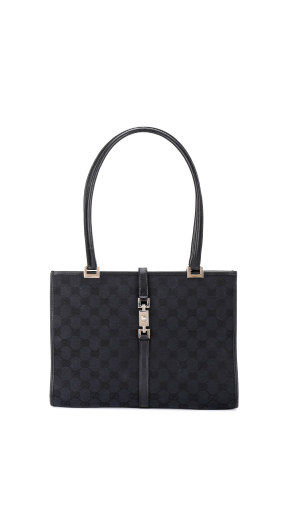 Gucci GG Supreme Canvas Tote med Web-lås – Svart