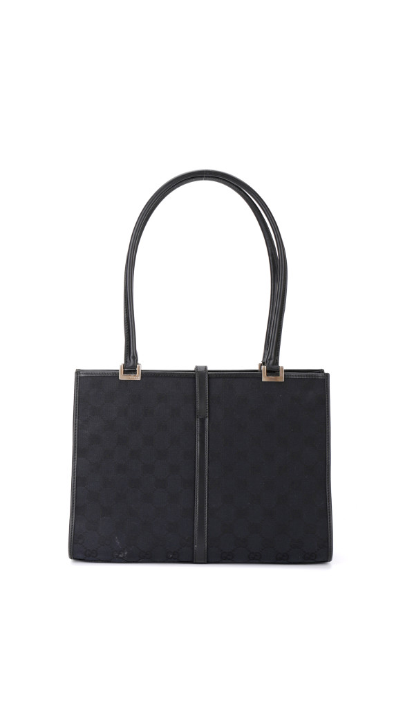 Gucci GG Supreme Canvas Tote med Web-lås – Svart