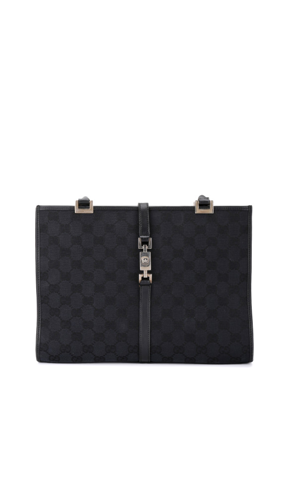 Gucci GG Supreme Canvas Tote med Web-lås – Svart