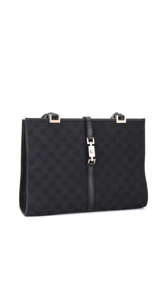 Gucci GG Supreme Canvas Tote med Web-lås – Svart
